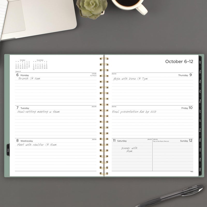 Mead 2026 Planner, Weekly & Monthly, 15-Month, 8-1/2"" x 11"", Large, Basic, Sage Green (CRW6209326) - Image 2